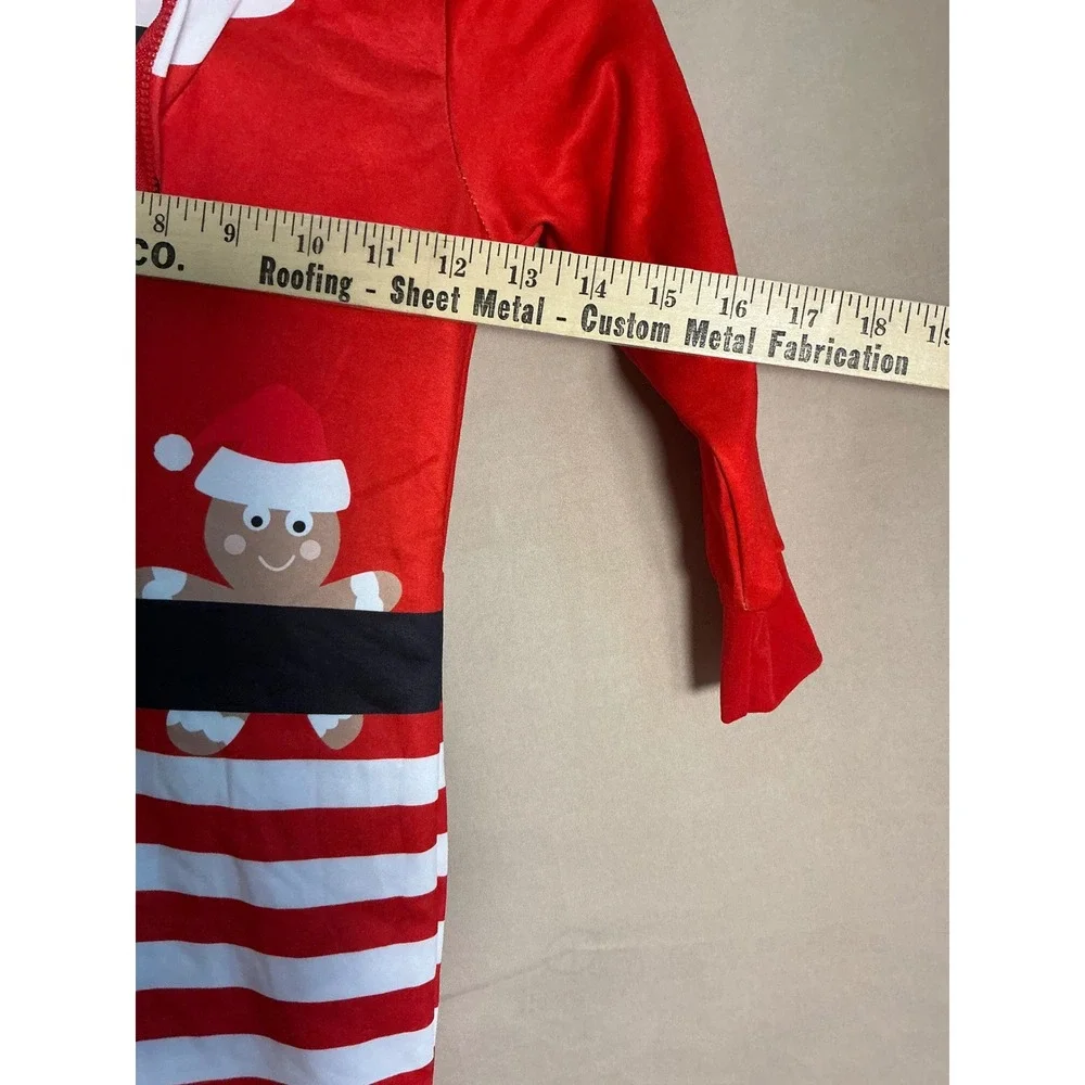 Unbranded Christmas Hooded Union Suit Kids Size 2-4 Red White Excellent Striped